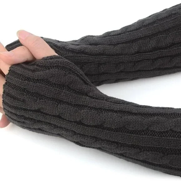 Flammi Women's Knit Arm Warmers Fingerless Gloves Thumb Hole Gloves Mittens for - Picture 8 of 8